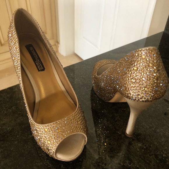 Benjamin Adams Crystal Rhinestone Heel Peep Toe 7 - Picture 6 of 15